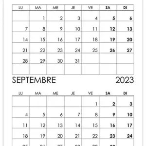 Calendrier août, septembre 2023 Calendrier août, septembre 2023