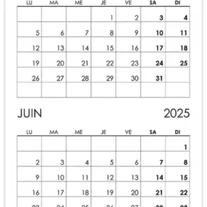 Calendrier mai, juin 2025 Calendrier mai, juin 2025