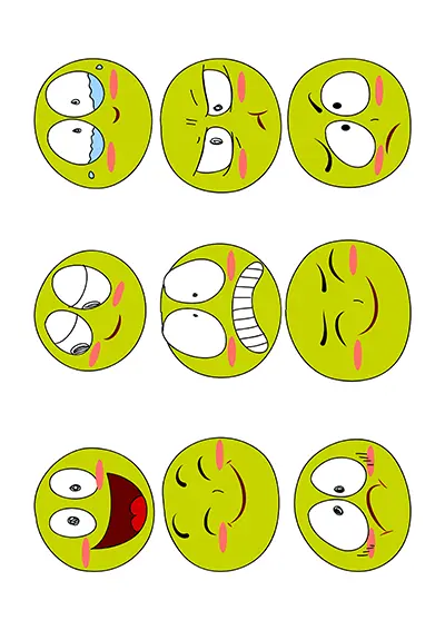 Printable emotion monster color chart template 02