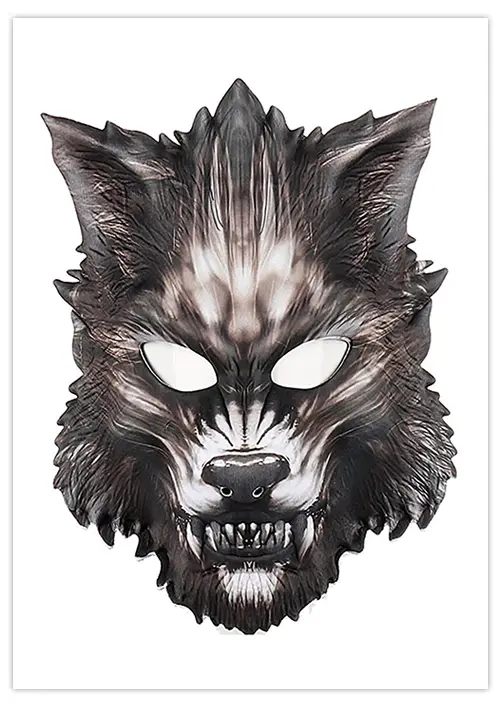 Masque De Loup Halloween – Cosplay – Jeu De Rôle – Taille Adulte – 24x23cm