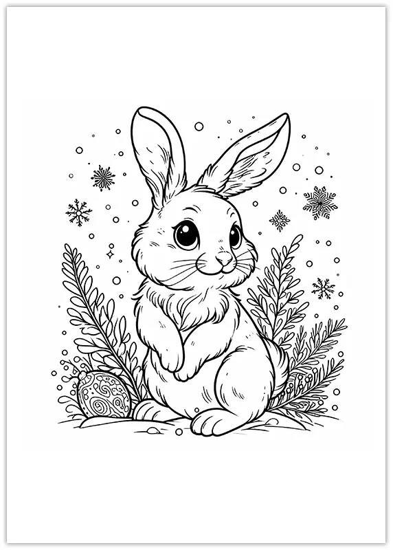 Coloriage d'hiver pour un lièvre
