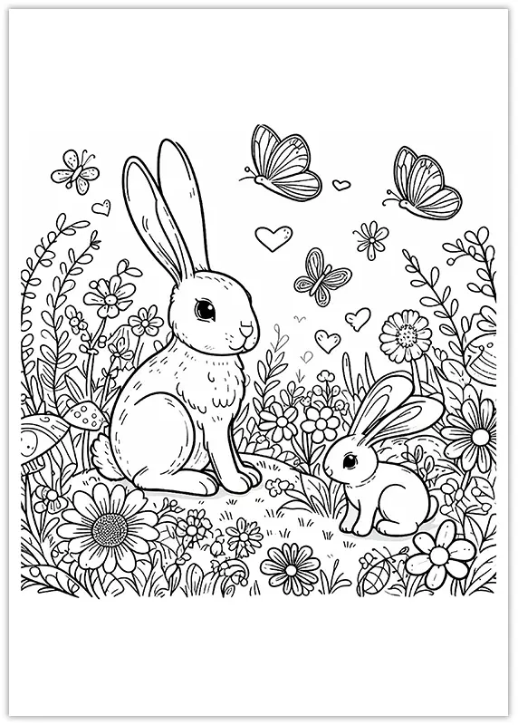 Coloriage grand et petit lièvre