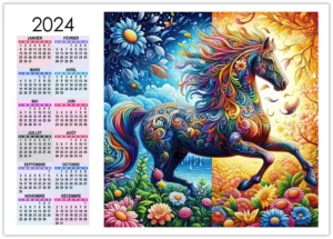 Calendrier 2024 avec cheval