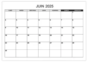 Calendrier juin 2025 Modele-de-calendrier-juin-2025-standard