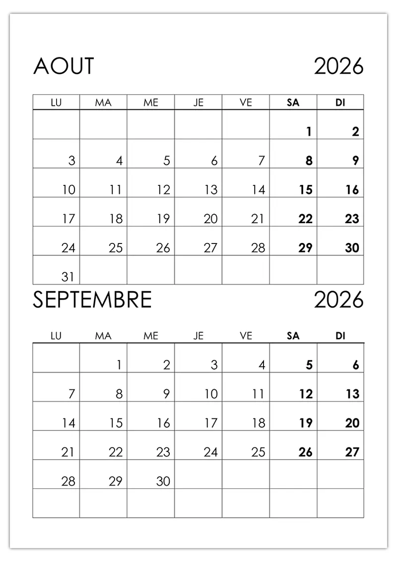 Calendrier Mural Scolaire 2025-2026 OBERTHUR - Format 27x21 Cm - Vacances Scolaires Indiquées - Août 2025 à Septembre 2026