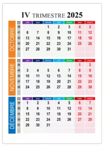 Calendrier du 4e trimestre 2025