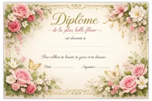 Diplôme de la plus belle fleur