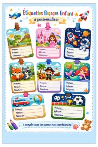 Étiquettes bagages enfant à personnaliser